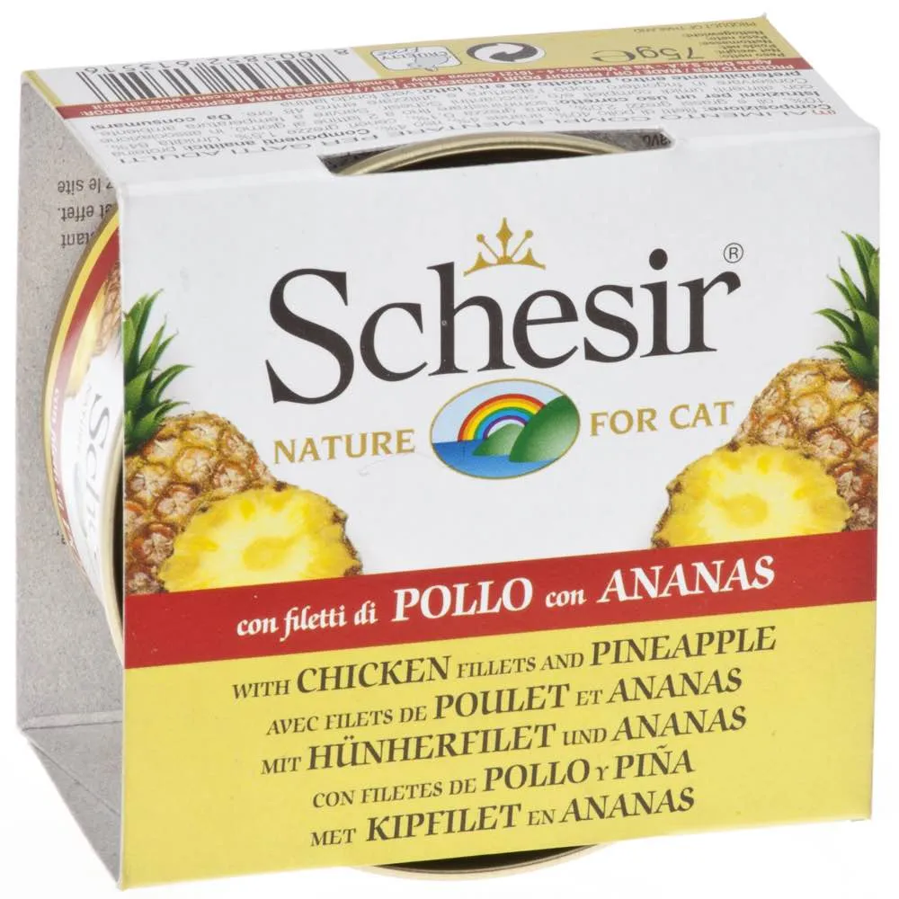 20% OFF (Exp May25): Schesir Chicken Fillets & Pineapple Fruit Dinner Adult Canned Cat Food 75g