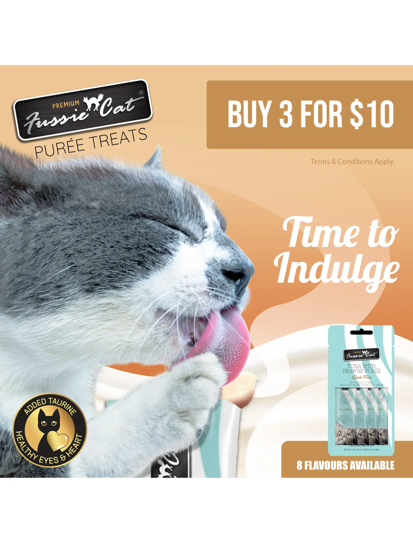 3 FOR $10: Fussie Cat Puree Super Premium Chicken Cat Treats 14gx4