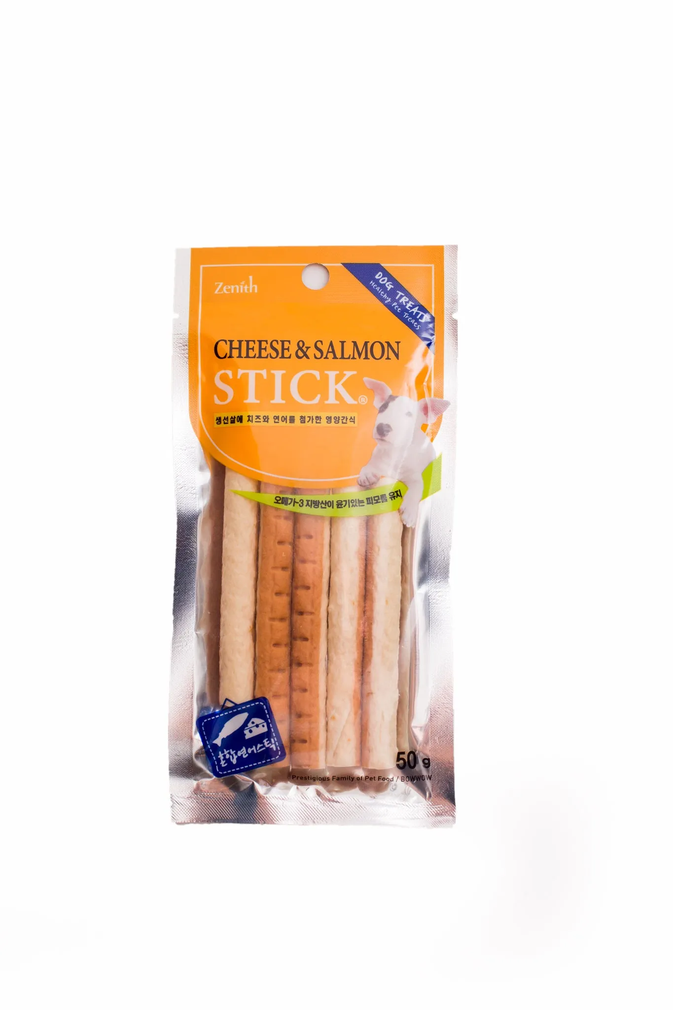 5 FOR $10: Bow Wow Cheese & Salmon Stick Jerky Dog Treat 50g