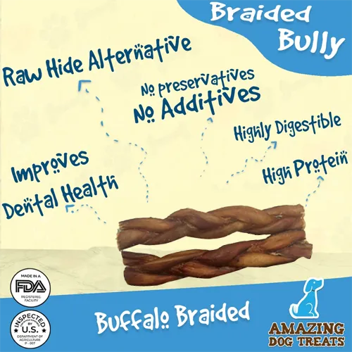 6" Braided Bully Sticks - Bully Sticks For Dogs