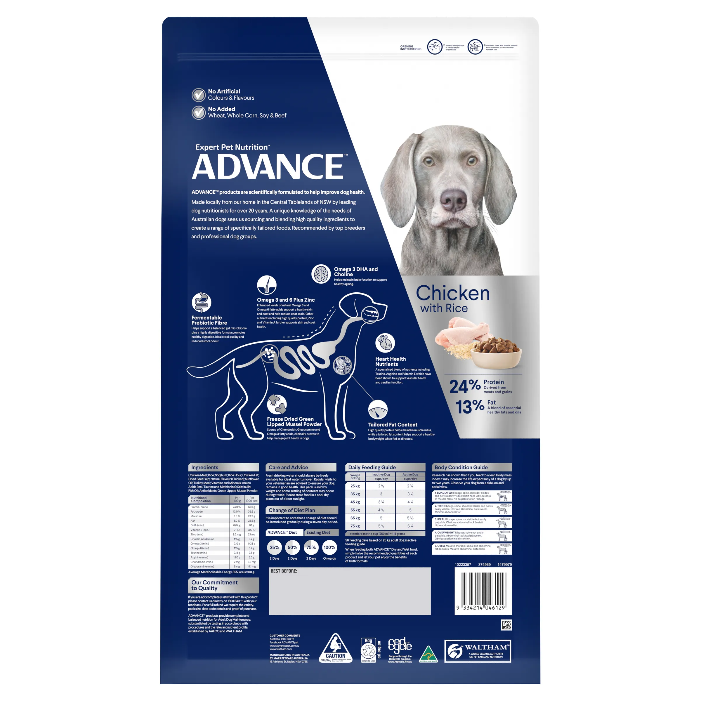 Advance Chicken and Rice Healthy Ageing Large Breed Mature Dry Dog Food 15kg