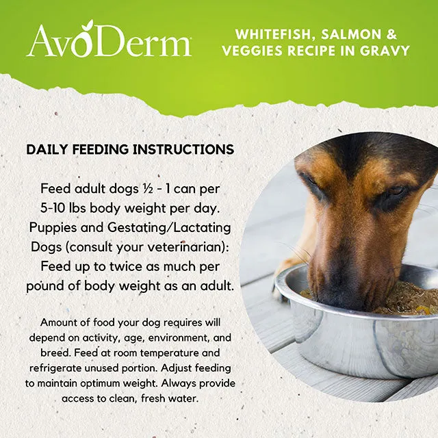 AvoDerm Stew Whitefish, Salmon & Veggies Recipe In Gravy Dog Food 13oz