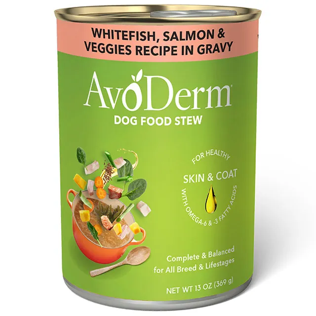 AvoDerm Stew Whitefish, Salmon & Veggies Recipe In Gravy Dog Food 13oz