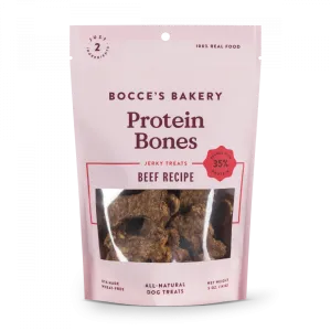 Bocce's Bakery Protein Bones Beef Recipe Jerky Dog Treats