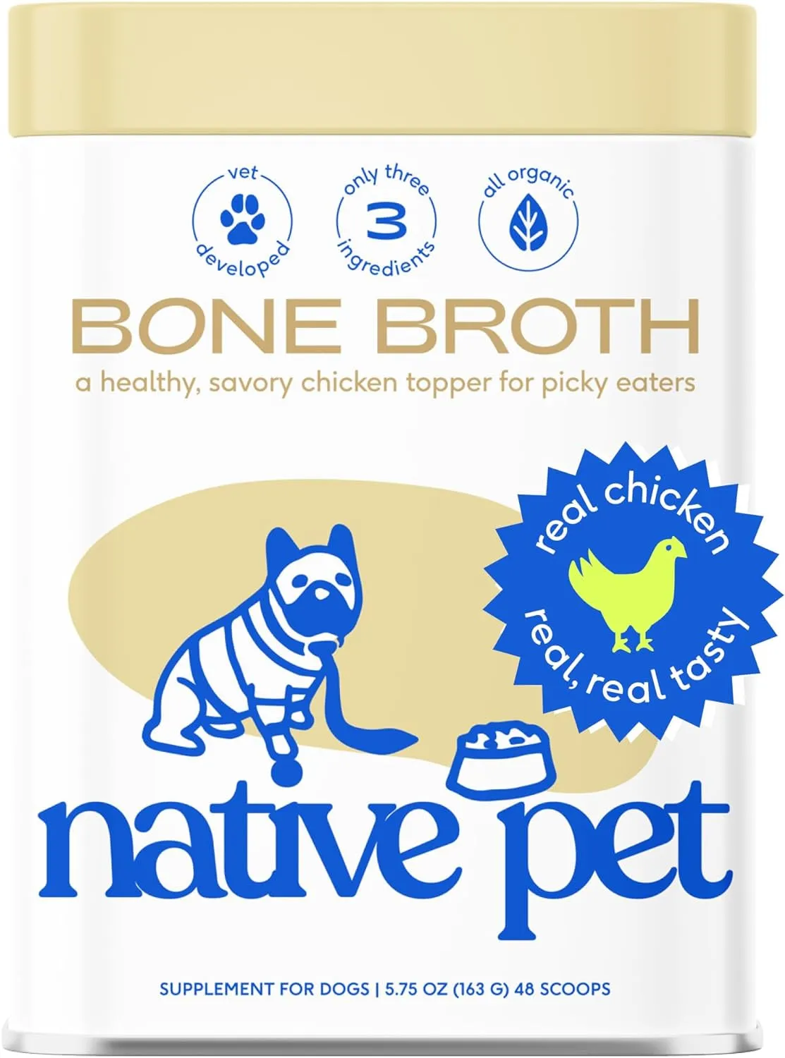 Bone Broth for Dogs & Cats – Dog Bone Broth Powder, a Dog Food Topper for Picky Eaters – Cat Broth & Dog Broth - Dog Gravy Topper for Dry Food – Chicken Broth for Dogs & Cats – 11.5 Oz