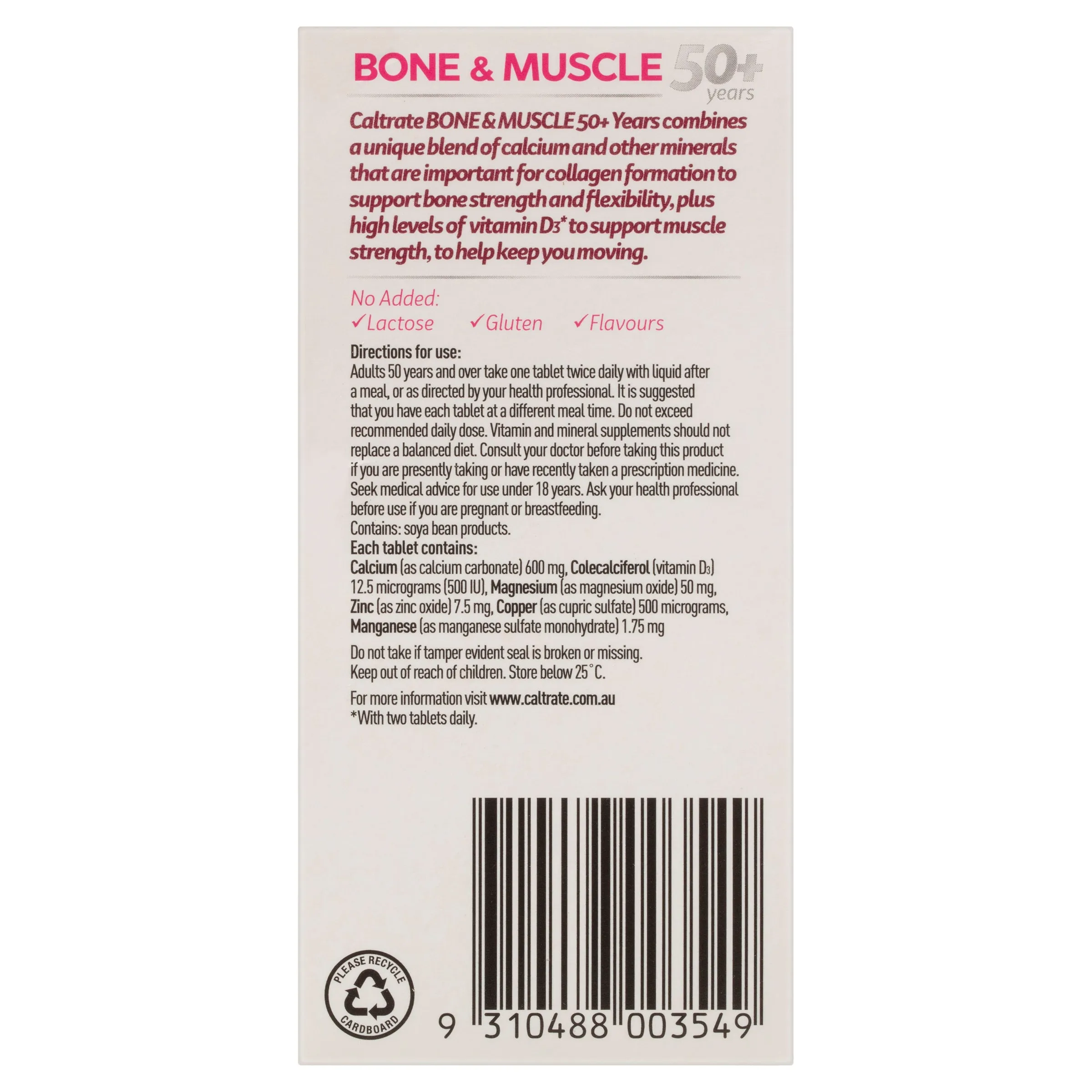 Caltrate Bone & Muscle 50  Tabs 60