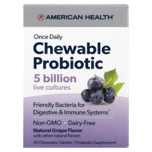 Chewable Probiotic Natural Grape 30 Tabs By American Health