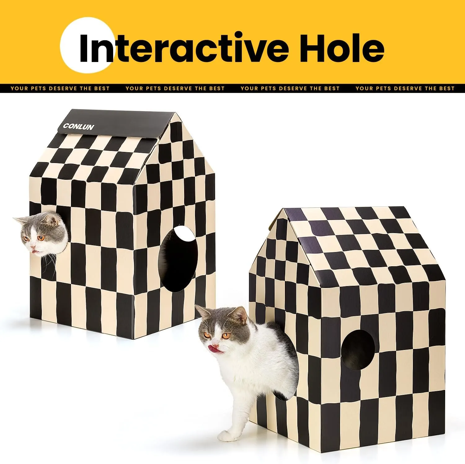 Easy-To-Assemble Cat Scratcher Cardboard House