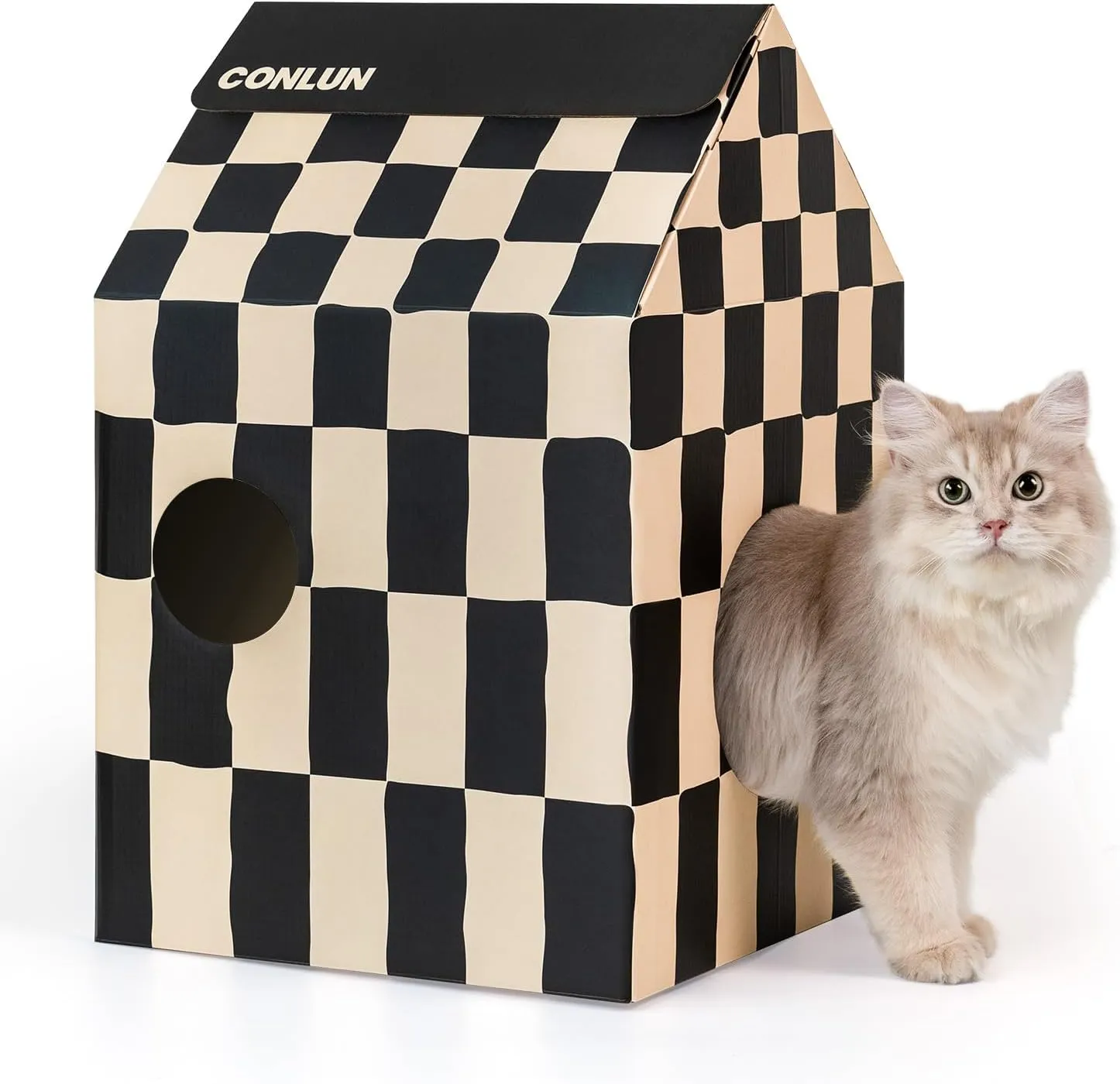 Easy-To-Assemble Cat Scratcher Cardboard House