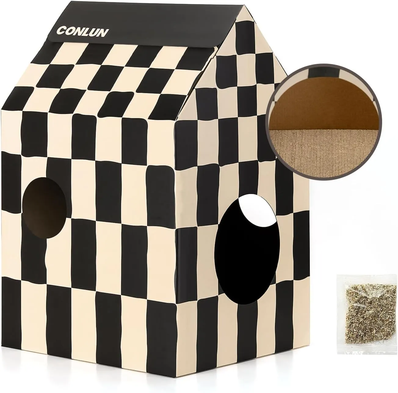 Easy-To-Assemble Cat Scratcher Cardboard House