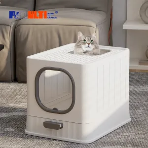 Enclosed Cat Litter Box Large Anti-Splashing Drawer Type Easy to Clean, Gray