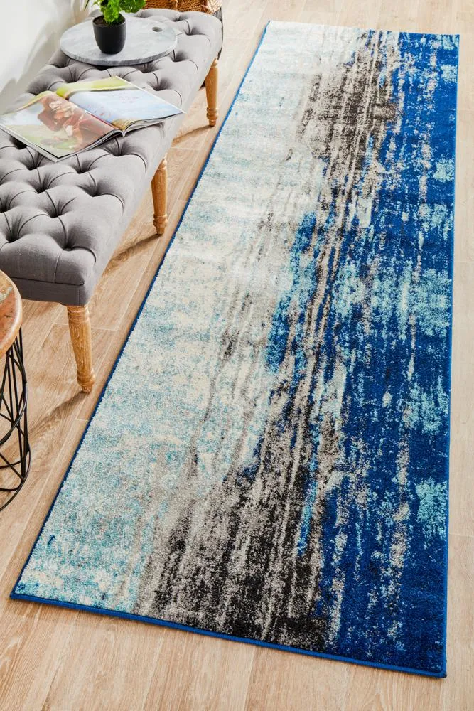 Evoke Transpose Blue Transitional Runner Rug