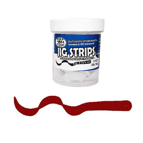 Fat Cow Jig Strips Eel Tail 5 1/2"- 8 ct Squid Scented