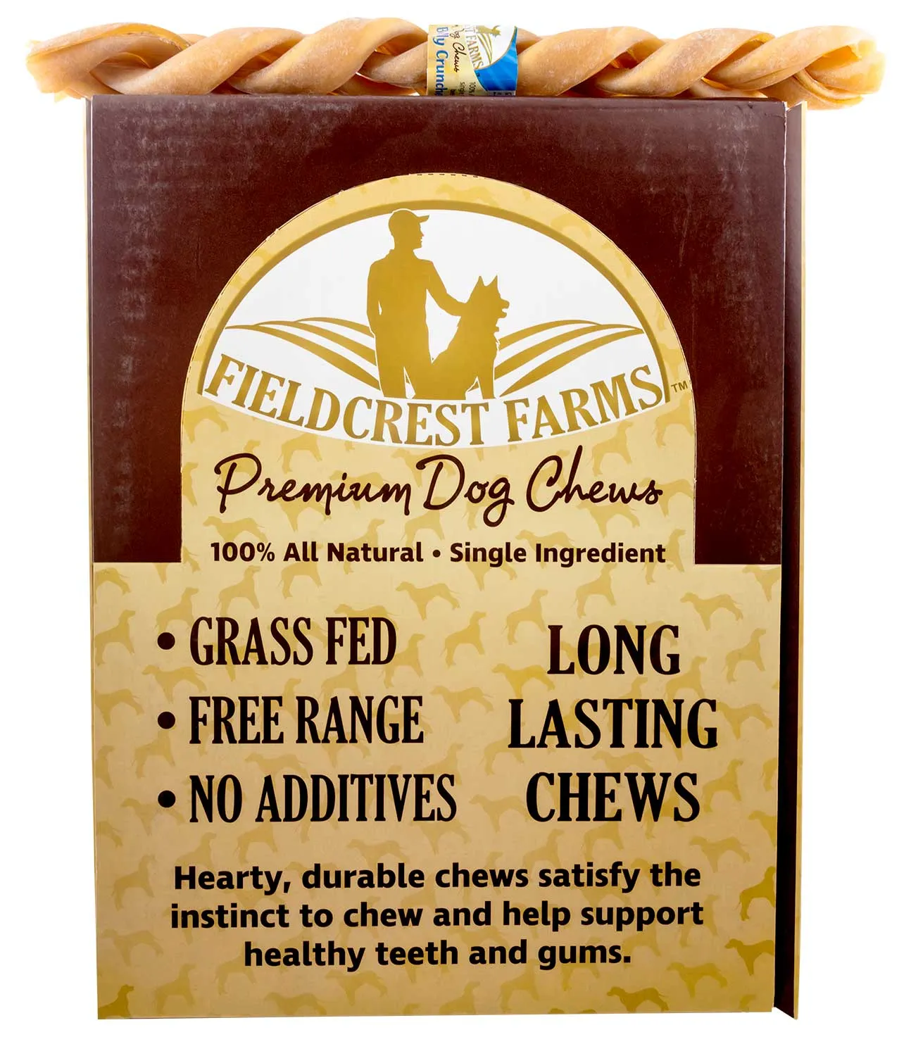 Fieldcrest Farms Braided Bully Crunchers Bully Stick Dog Treats, 12"