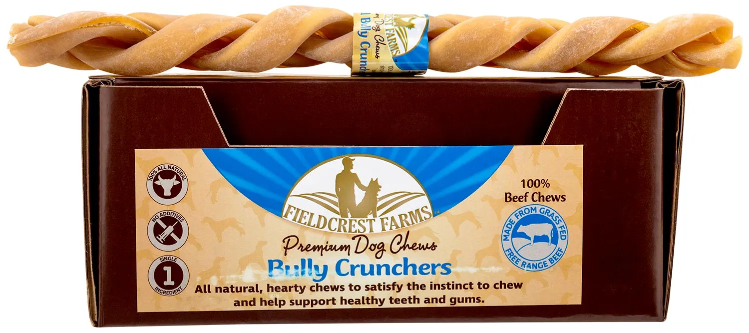 Fieldcrest Farms Braided Bully Crunchers Bully Stick Dog Treats, 12"