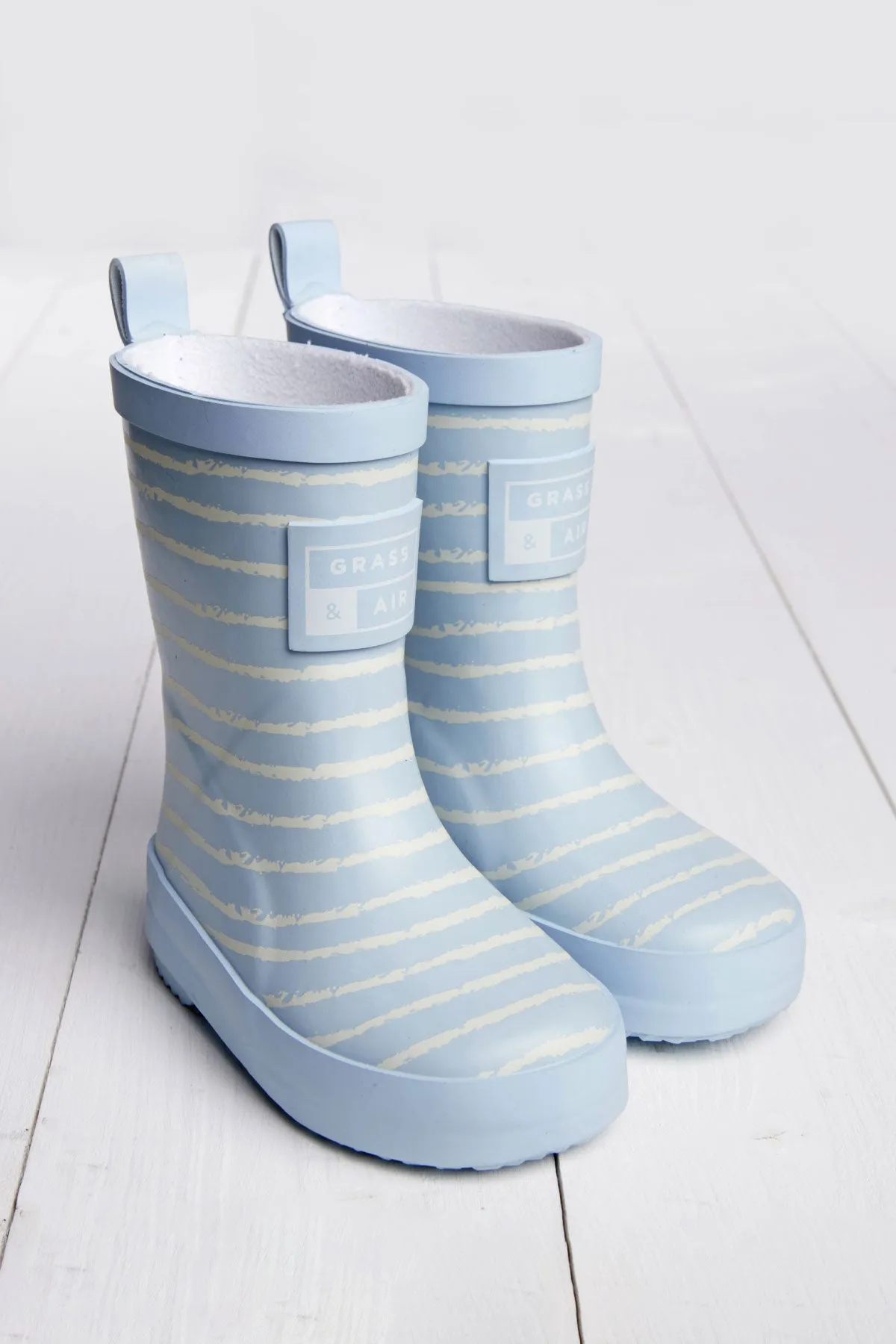 GRASS & AIR - Breton Stripe Wellies - Grey