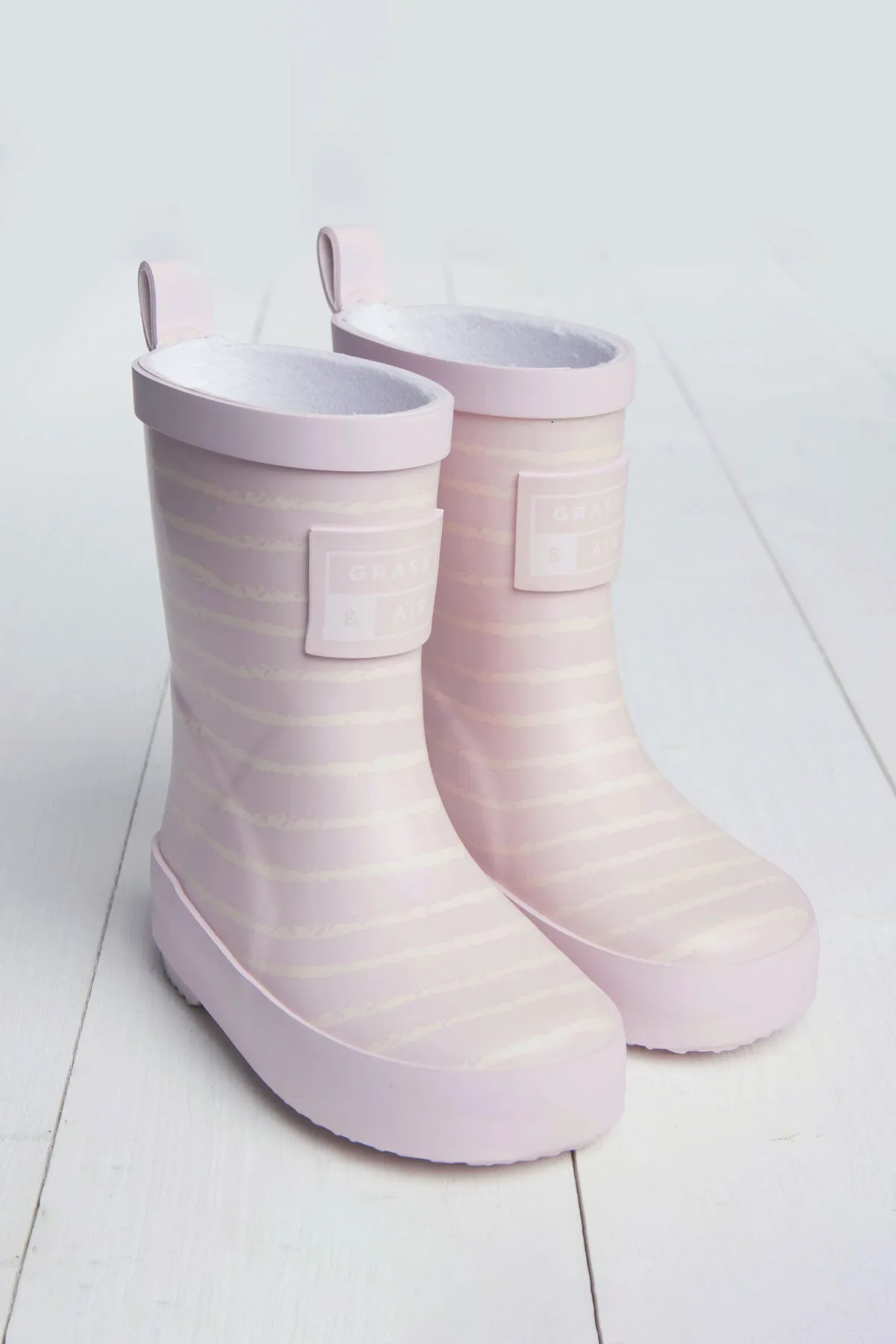 GRASS & AIR - Breton Stripe Wellies - Grey