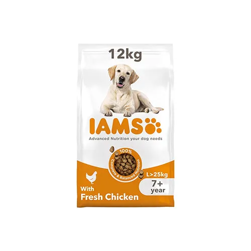 Iams Senior 7  Large Breed Dog with Chicken 12kg Dry Dog Food