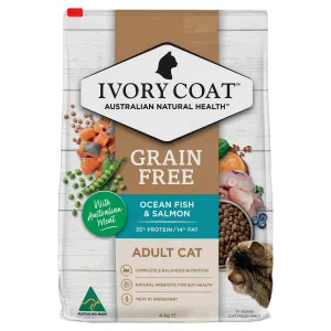 Ivory Coat Grain Free Ocean Fish and Salmon Adult Cat Dry Food 4kg^^^