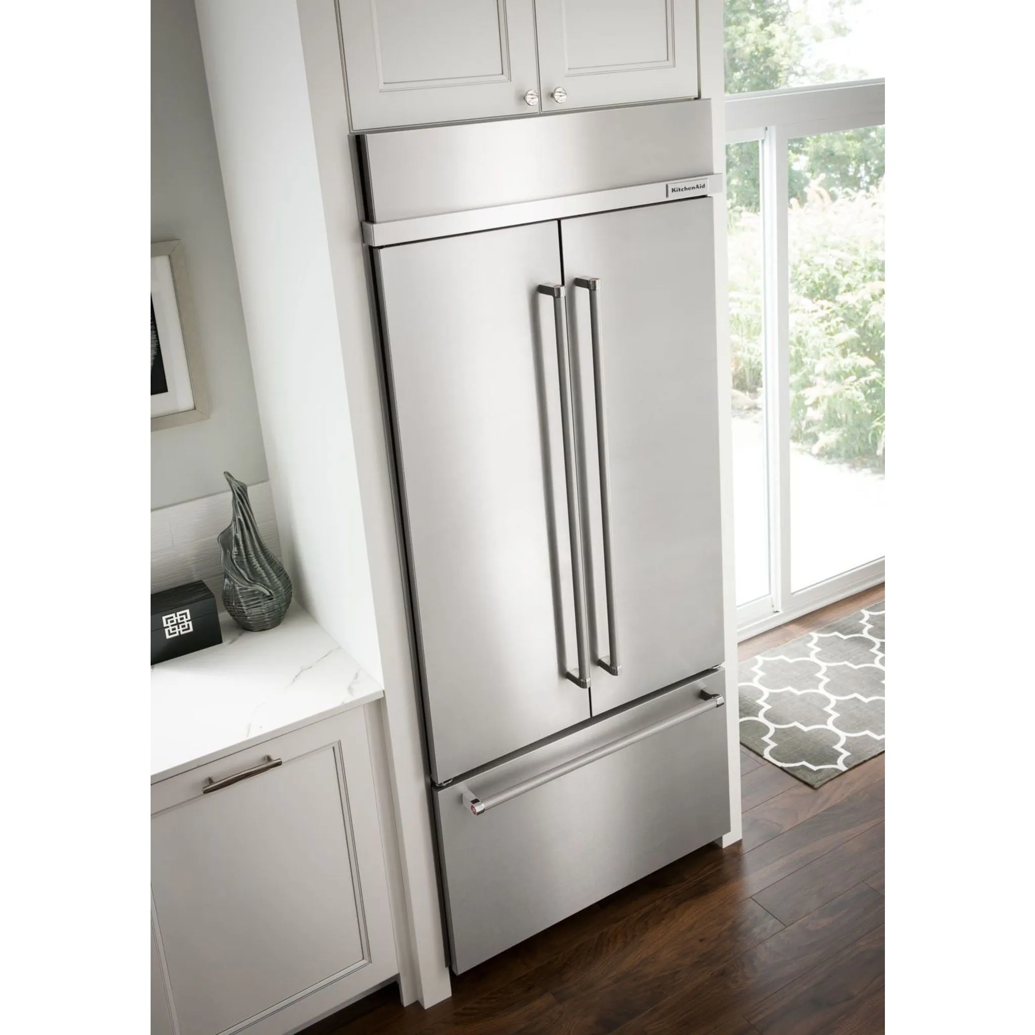 KitchenAid  20.8 cu. ft. 36" Width Built In Stainless Steel French Door Refrigerator with Platinum Interior Design (KBFN506ESS)