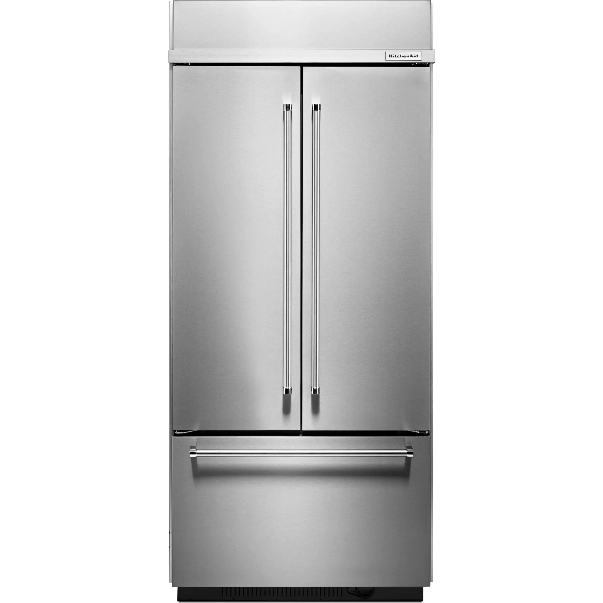 KitchenAid  20.8 cu. ft. 36" Width Built In Stainless Steel French Door Refrigerator with Platinum Interior Design (KBFN506ESS)