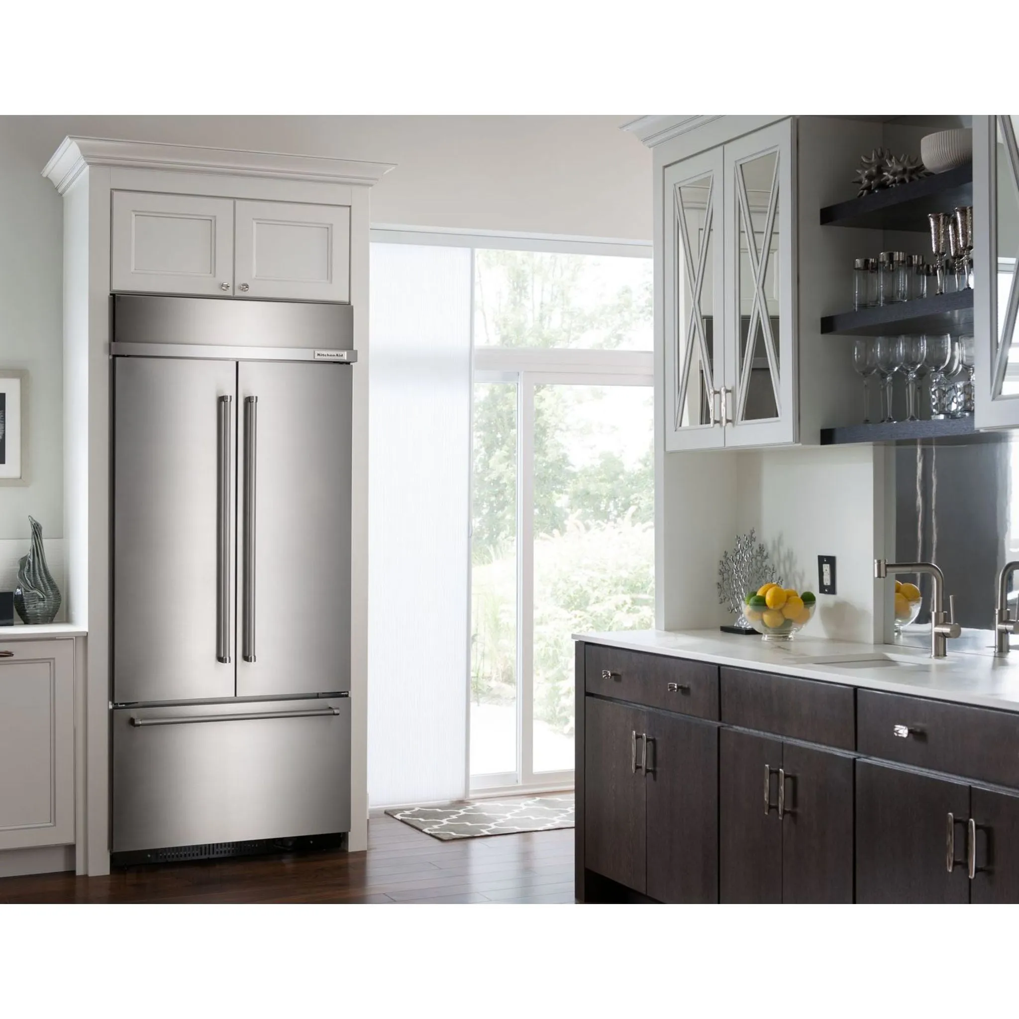 KitchenAid  20.8 cu. ft. 36" Width Built In Stainless Steel French Door Refrigerator with Platinum Interior Design (KBFN506ESS)