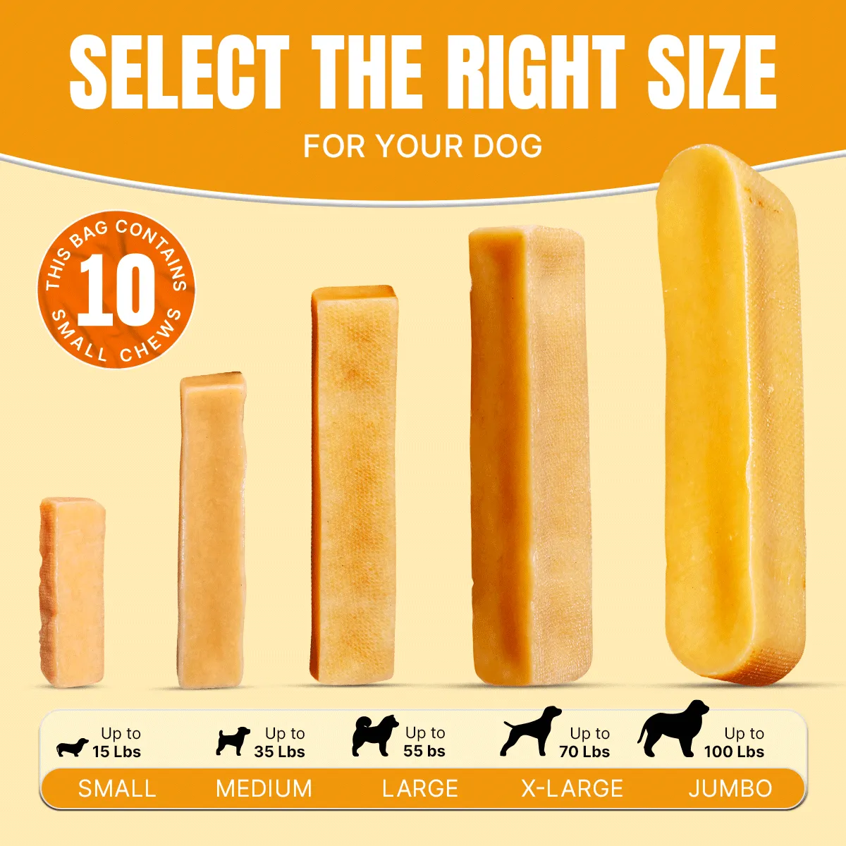 Long Lasting Yak Cheese Chew for Small Dogs - 10 sticks