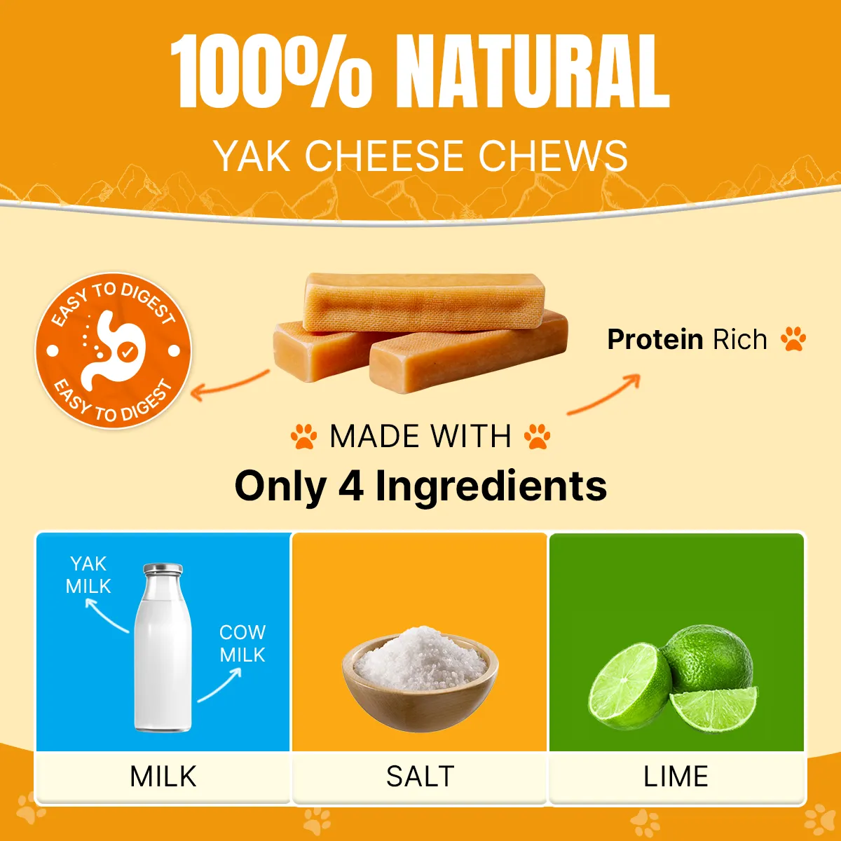 Long Lasting Yak Cheese Chew for Small Dogs - 10 sticks