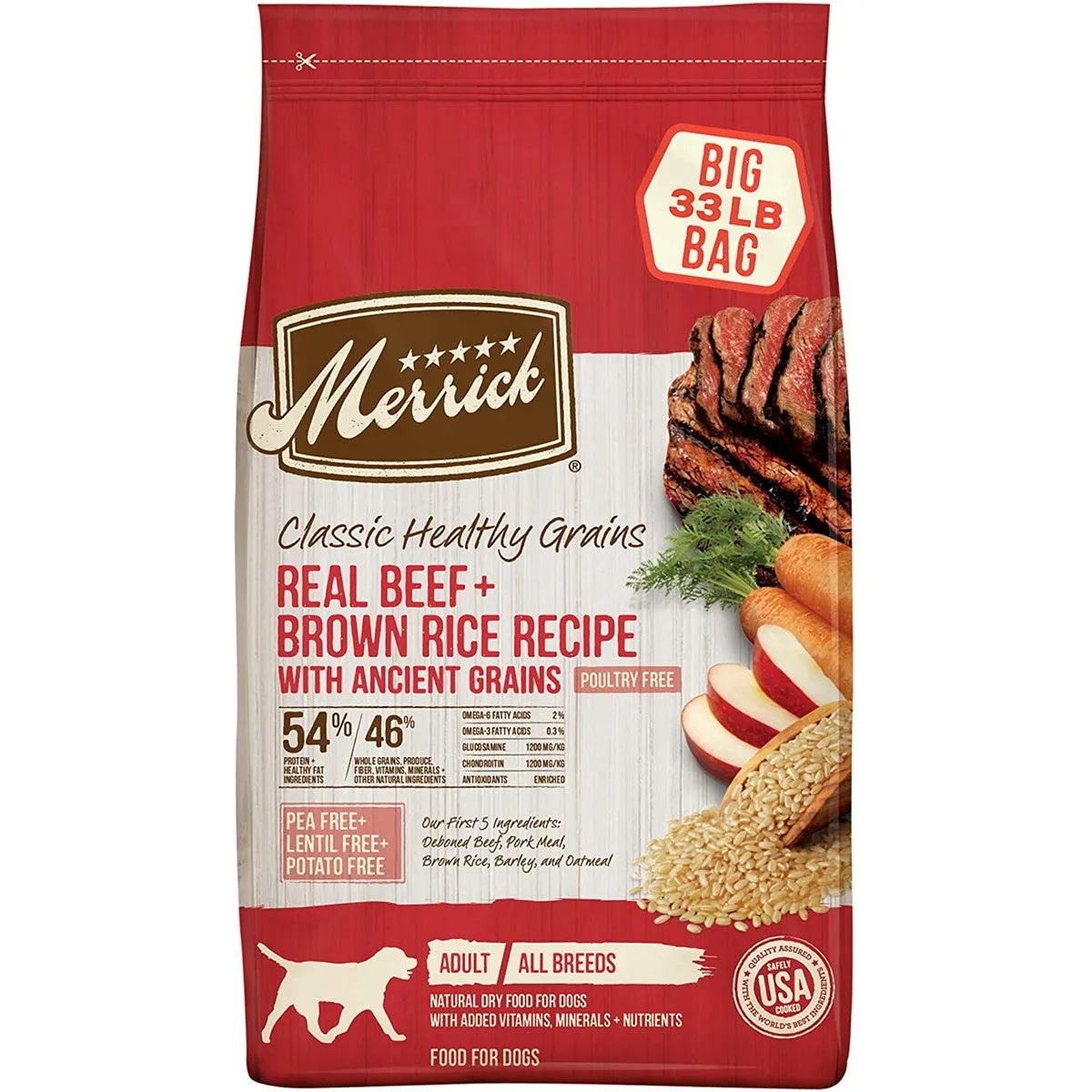 Merrick Classic Healthy Grains Beef Brown Rice Dry Dog Food 33lb