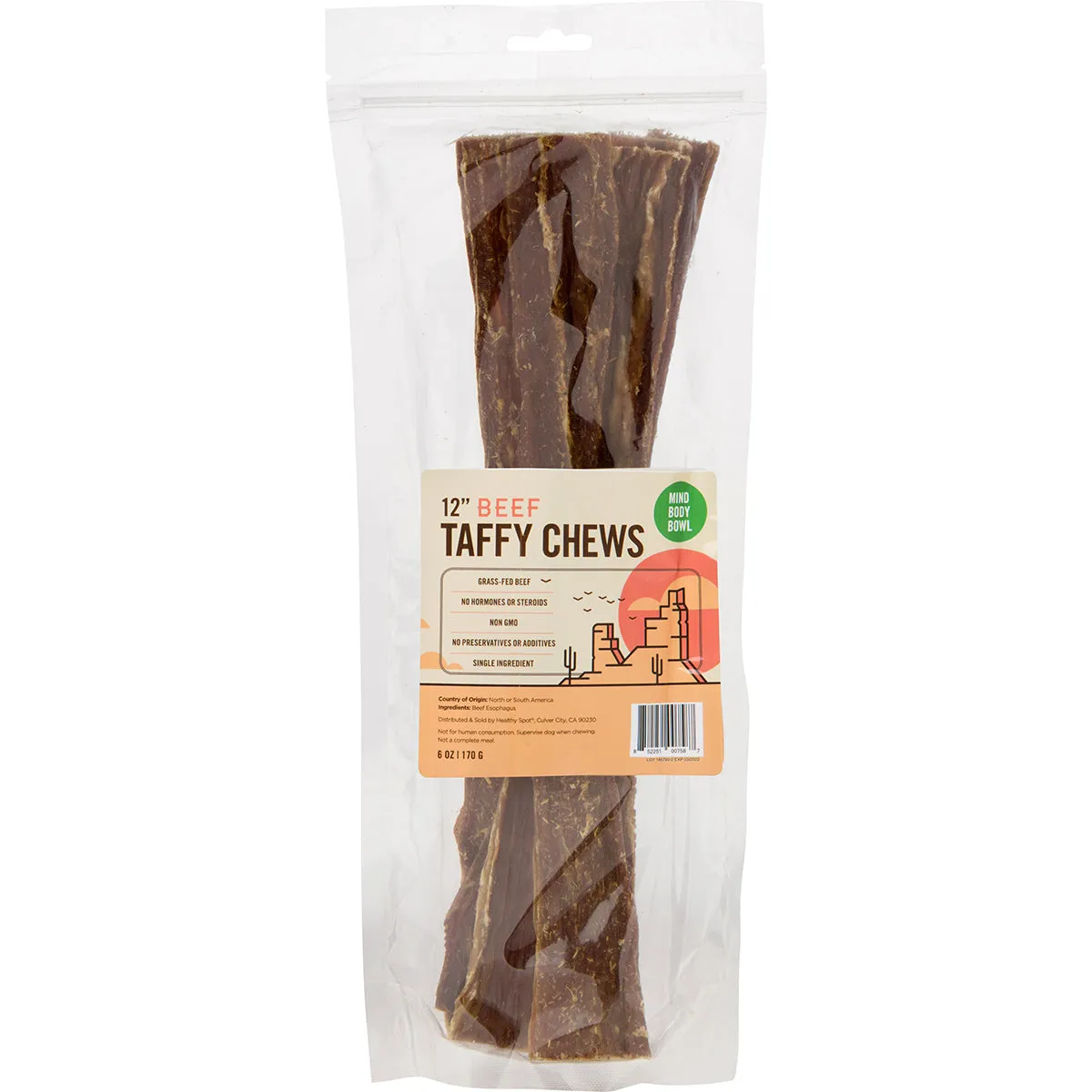 MIND BODY BOWL 12" Beef Taffy Chew Dog Treats