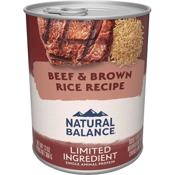 Natural Balance LID Beef & Brown Rice Recipe Wet Dog Food 13oz