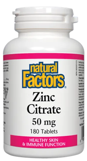 Natural Factors Zinc Citrate (50mg) (180 Tablets)