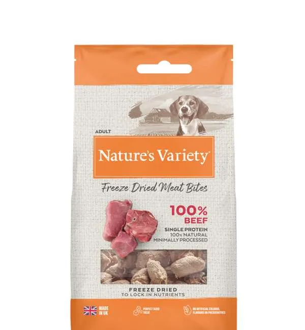 Natures Variety Freeze Dried Meat Bites Dog Beef 20g