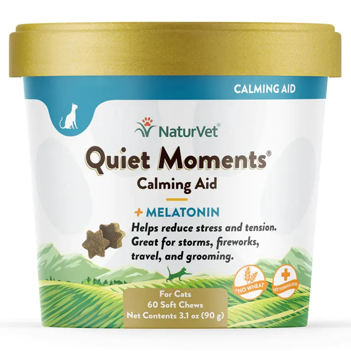 NaturVet Quiet Moments Calming Aid   Melatonin for Cats 60 soft chews