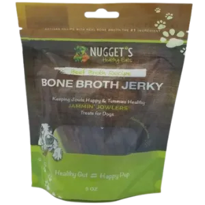 Nugget's Healthy Eats Jammin' Jowlers Bone Broth Beef Jerky Dog Treats,