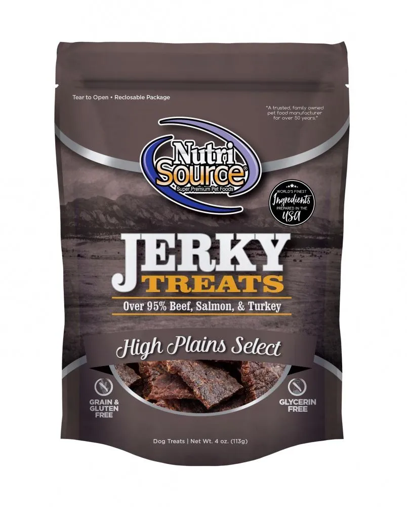 NutriSource® High Plains Select Grain Free 95% Beef, Salmon, & Turkey Jerky Dog Treats