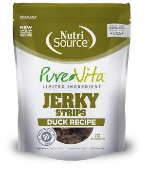 Nutrisource PureVita Jerky Strips Duck Recipe Dog Treats