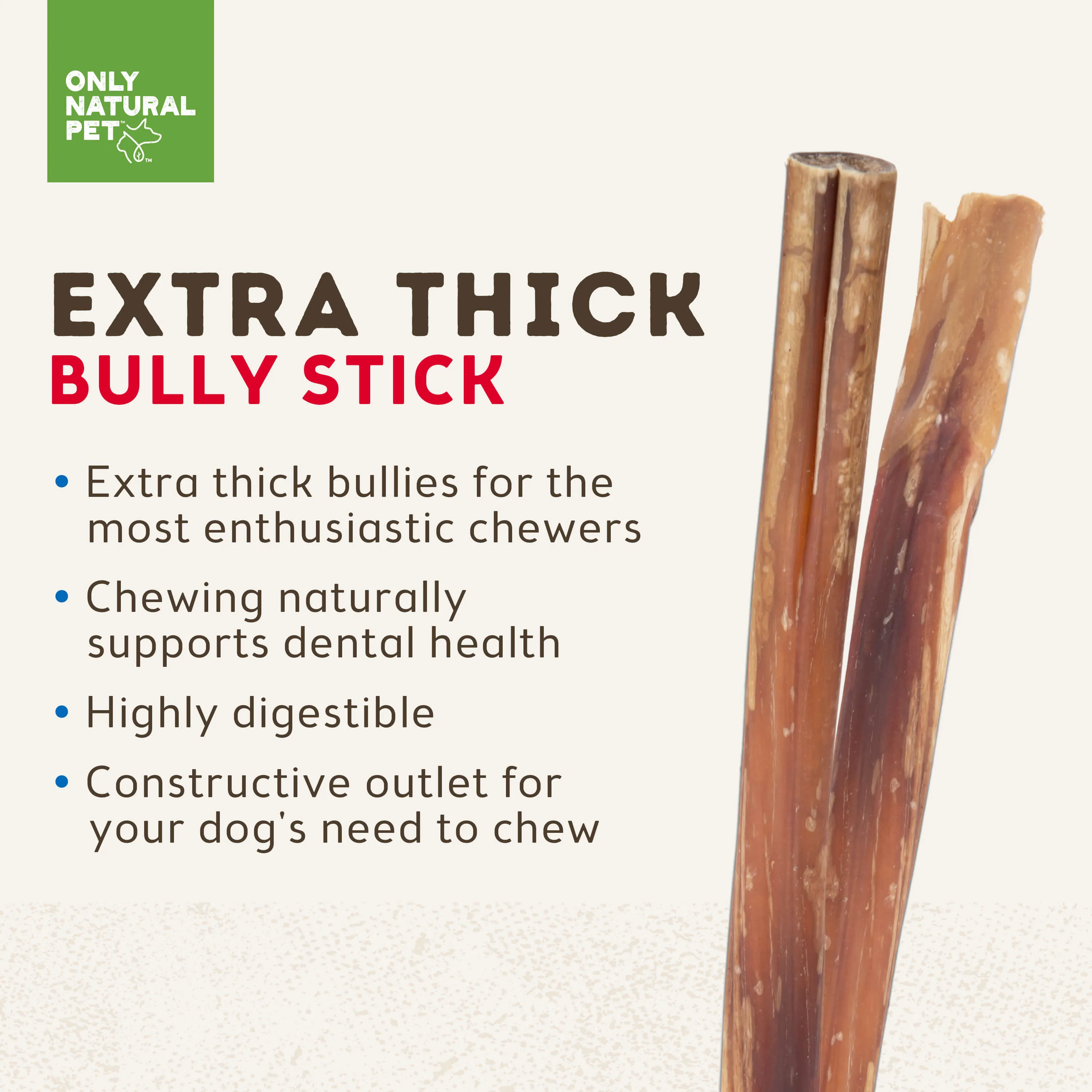 Only Natural Pet Free Range Extra Thick Bully Sticks for Dogs