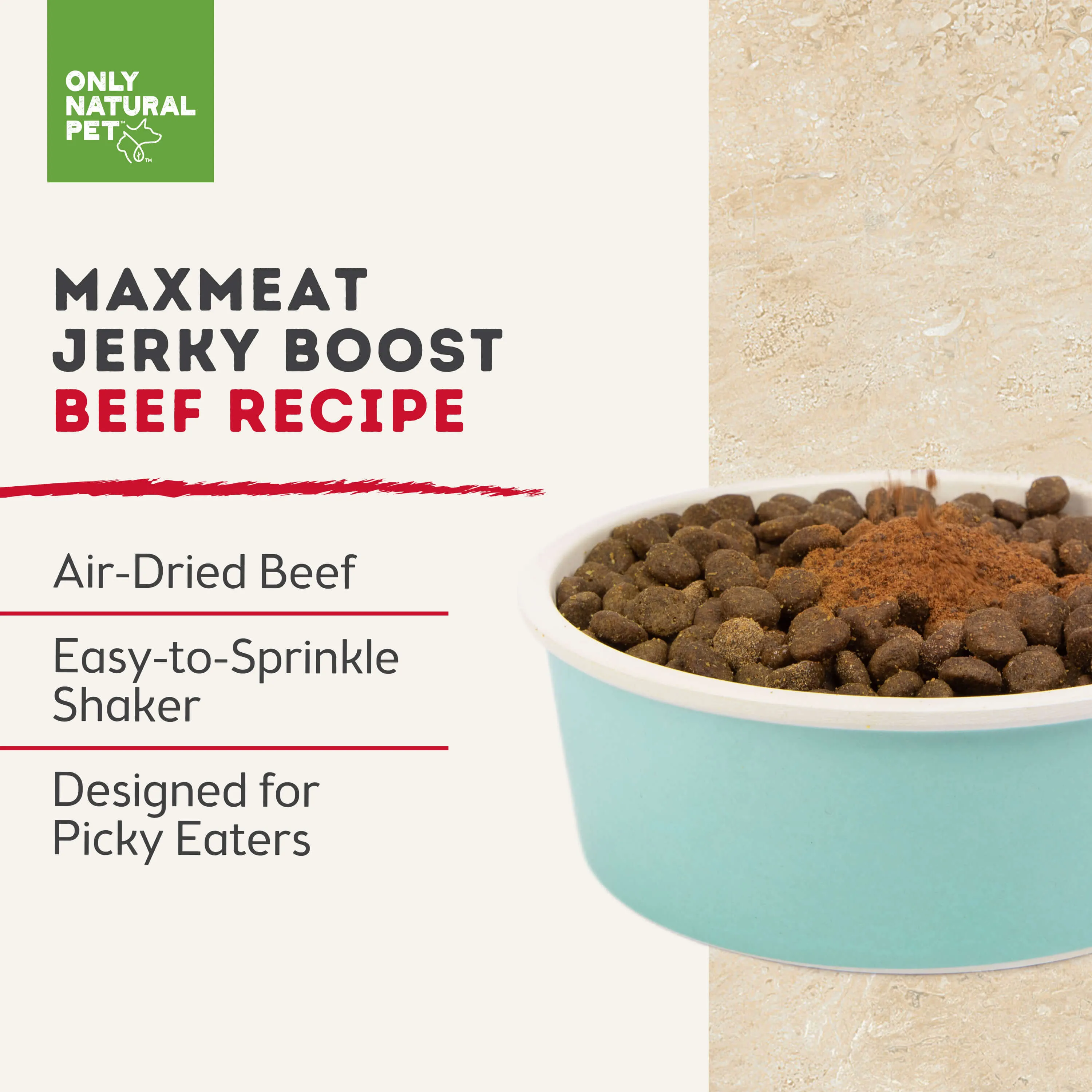 Only Natural Pet MaxMeat Jerky Boost Air-Dried Natural Meal Topper Beef Recipe for Dogs