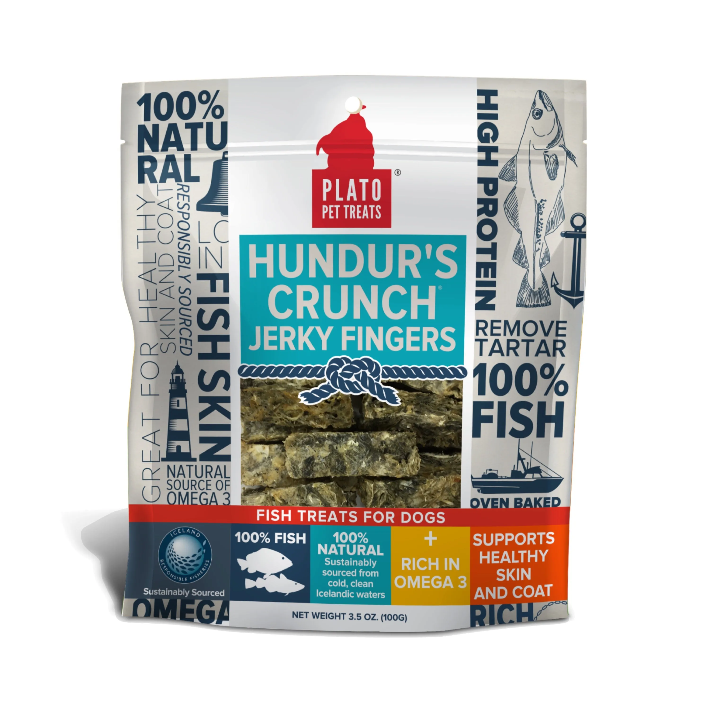 Plato Hundur's Crunch Jerky Fingers Cod Skins