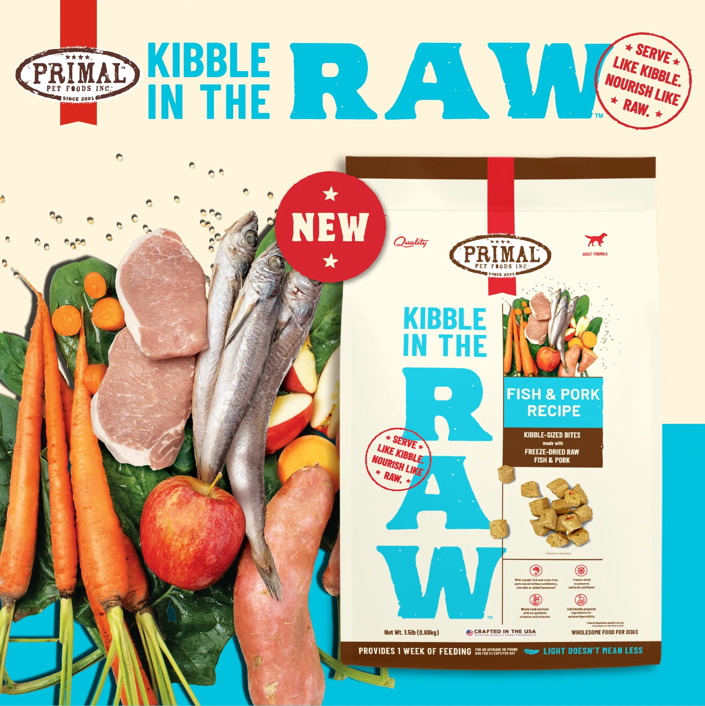 Primal Kibble in the Raw Freeze-Dried Fish & Pork - Dog Food