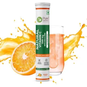 Pure Nutrition Vitamin C   Zinc, 20 Effervescent Tablets (20 x 1) Orange Flavour | 1000mg Amla Extract | Supports Acne Free Skin for Women & Men | Rich in Antioxidants | Boosts Energy & Immunity