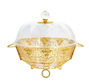 Round Acrylic And Metal Casserole Food Server