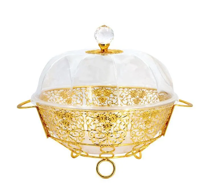 Round Acrylic And Metal Casserole Food Server