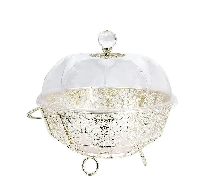 Round Acrylic And Metal Casserole Food Server