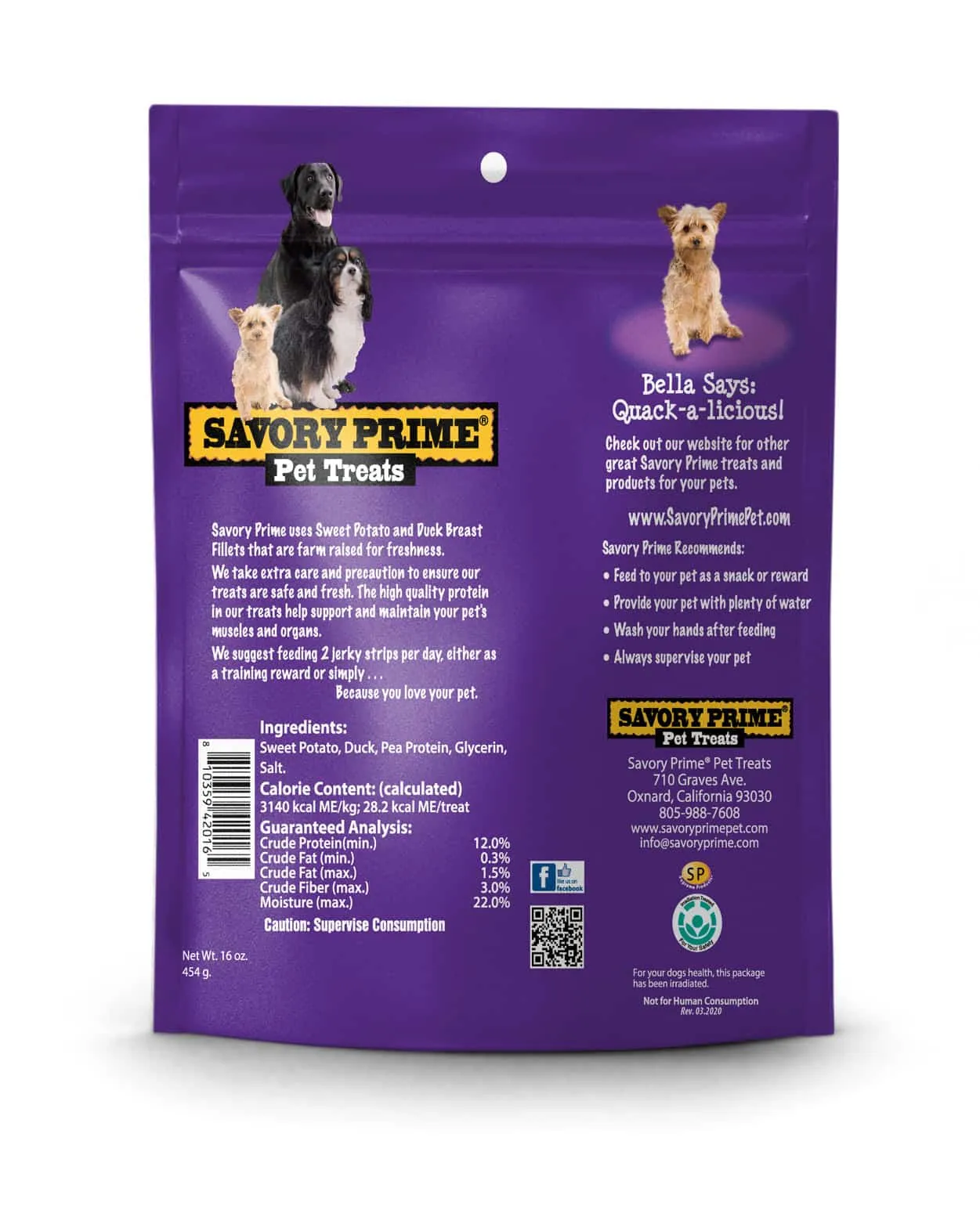 Savory Prime Sweet Potato & Duck Jerky Treats Dogs