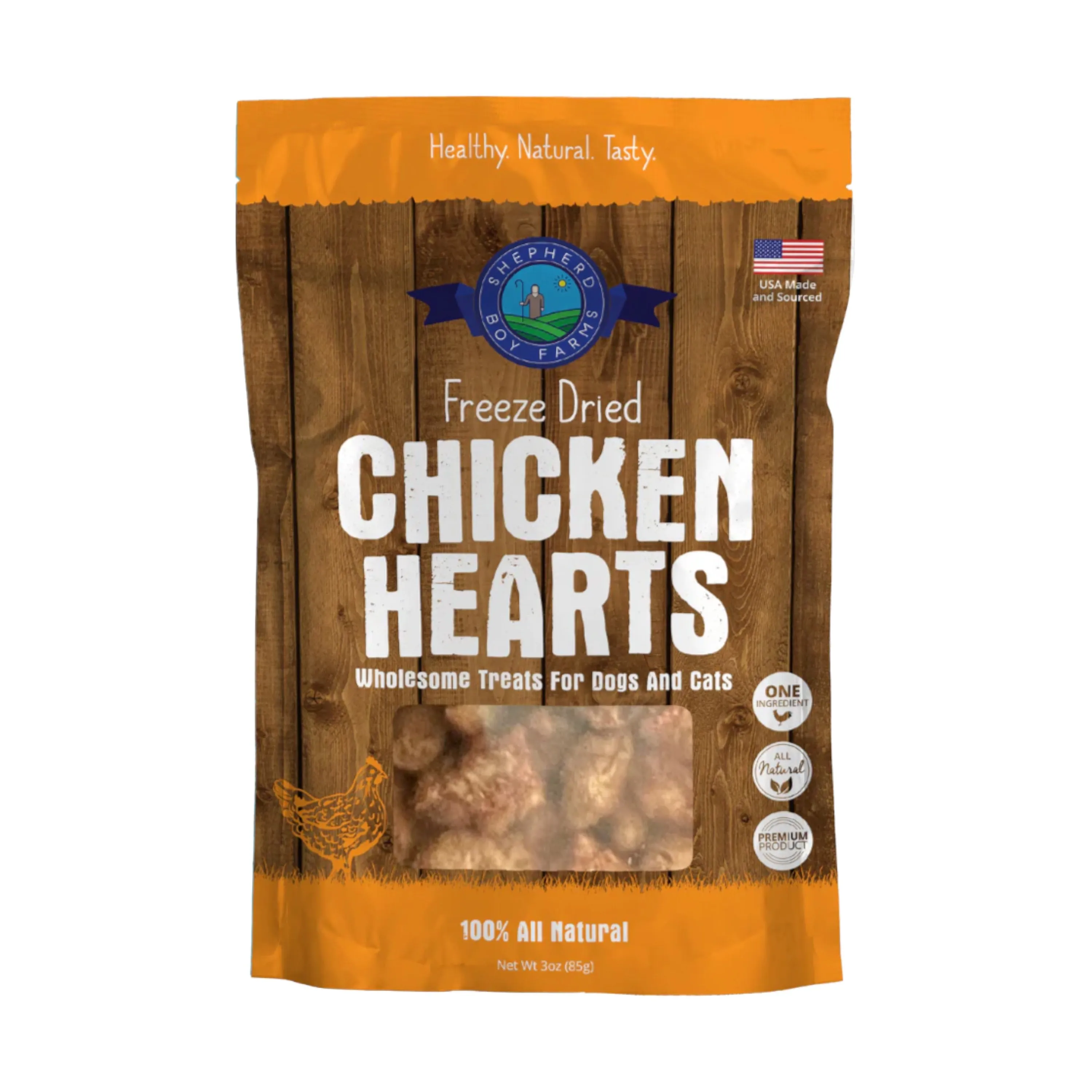 Shepherd Boy Farms Freeze Dried Chicken Hearts Dog Treats 3oz