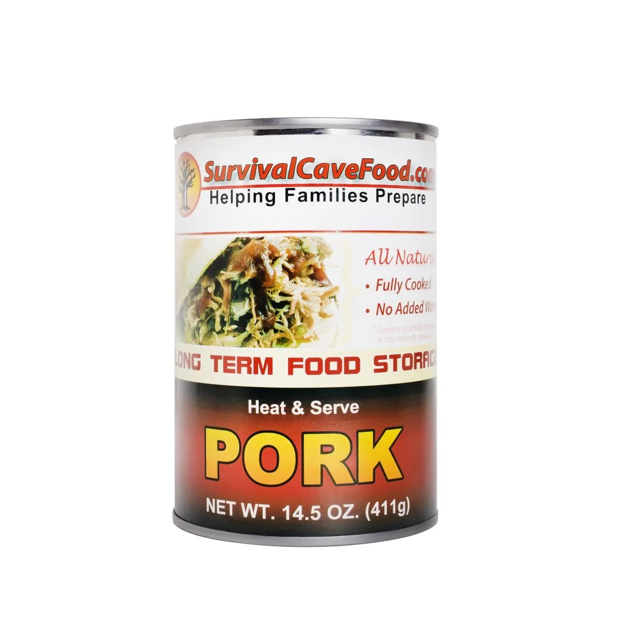 Survival Cave Canned Pork Food Storage 14.5 oz - Full Case, 12 cans/60 servings