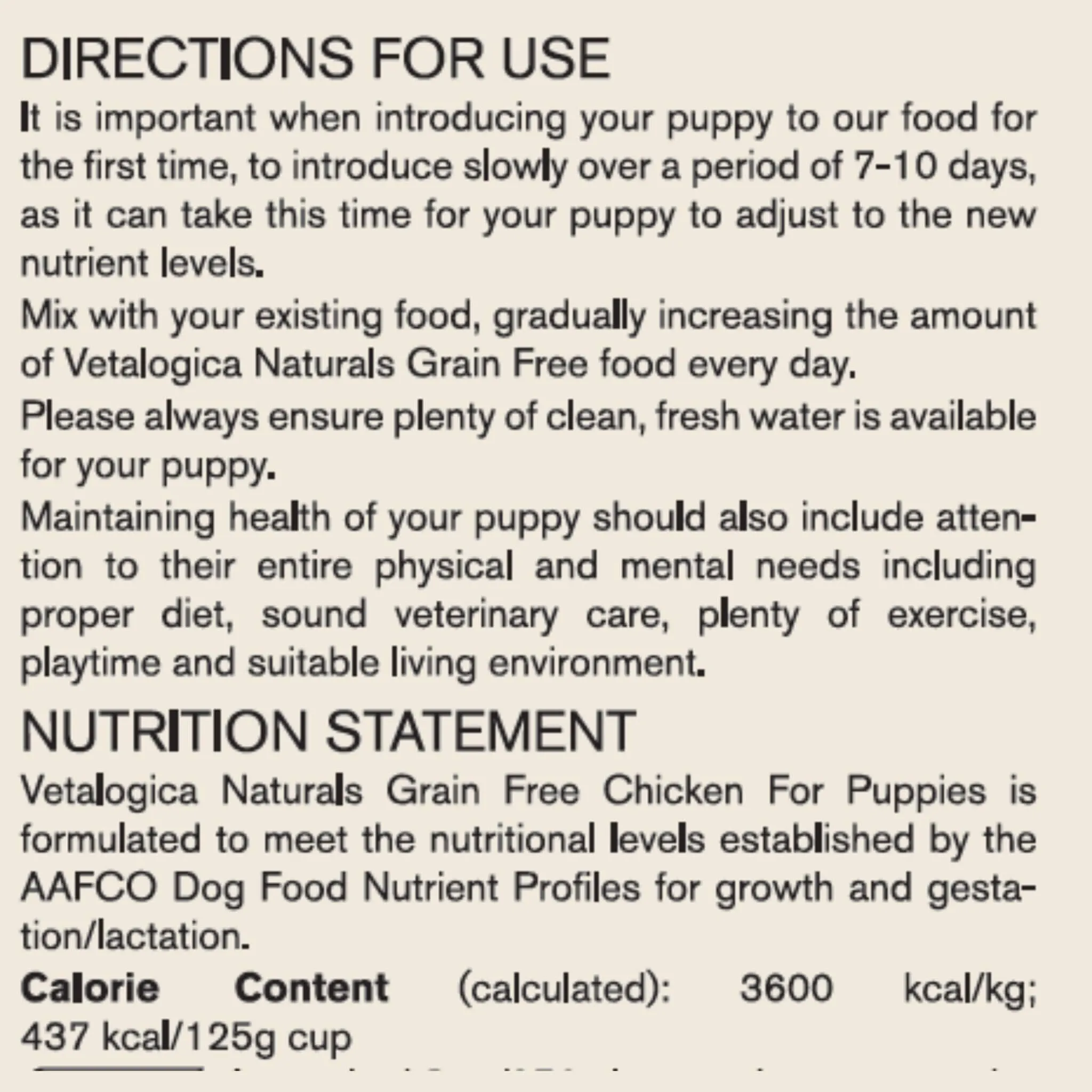 Vetalogica Naturals Grain Free Chicken Puppy Food