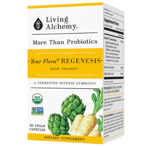 Your Flora Probiotics Regenisis Slow Transit & Post Antibiotics 60 Caps By Living Alchemy